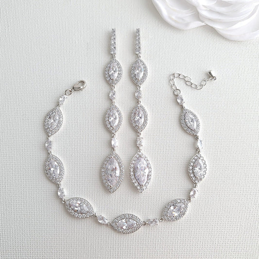 Jewellery Set with Long Drop Earrings and Bracelet- Harriet