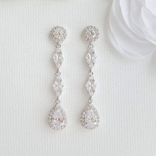 Long Crystal Earrings-Hayley