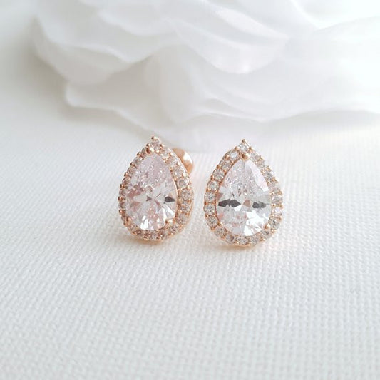 Rose Gold Teardrop Stud Earrings- Emma