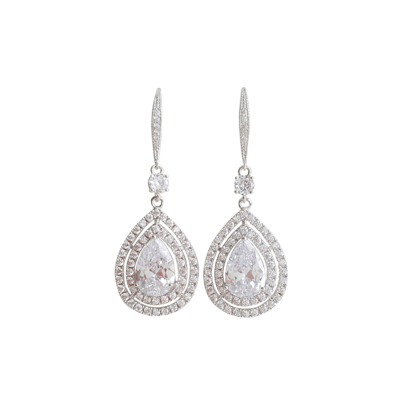 Cubic Zirconia Ear Hook Dangle Earrings for Weddings -Joni