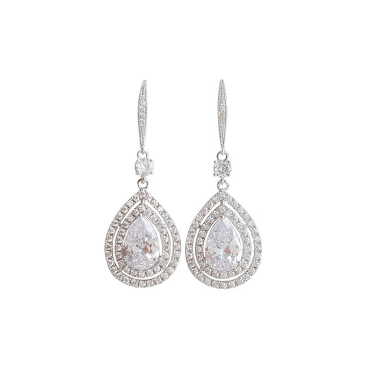 Cubic Zirconia Ear Hook Dangle Earrings for Weddings -Joni