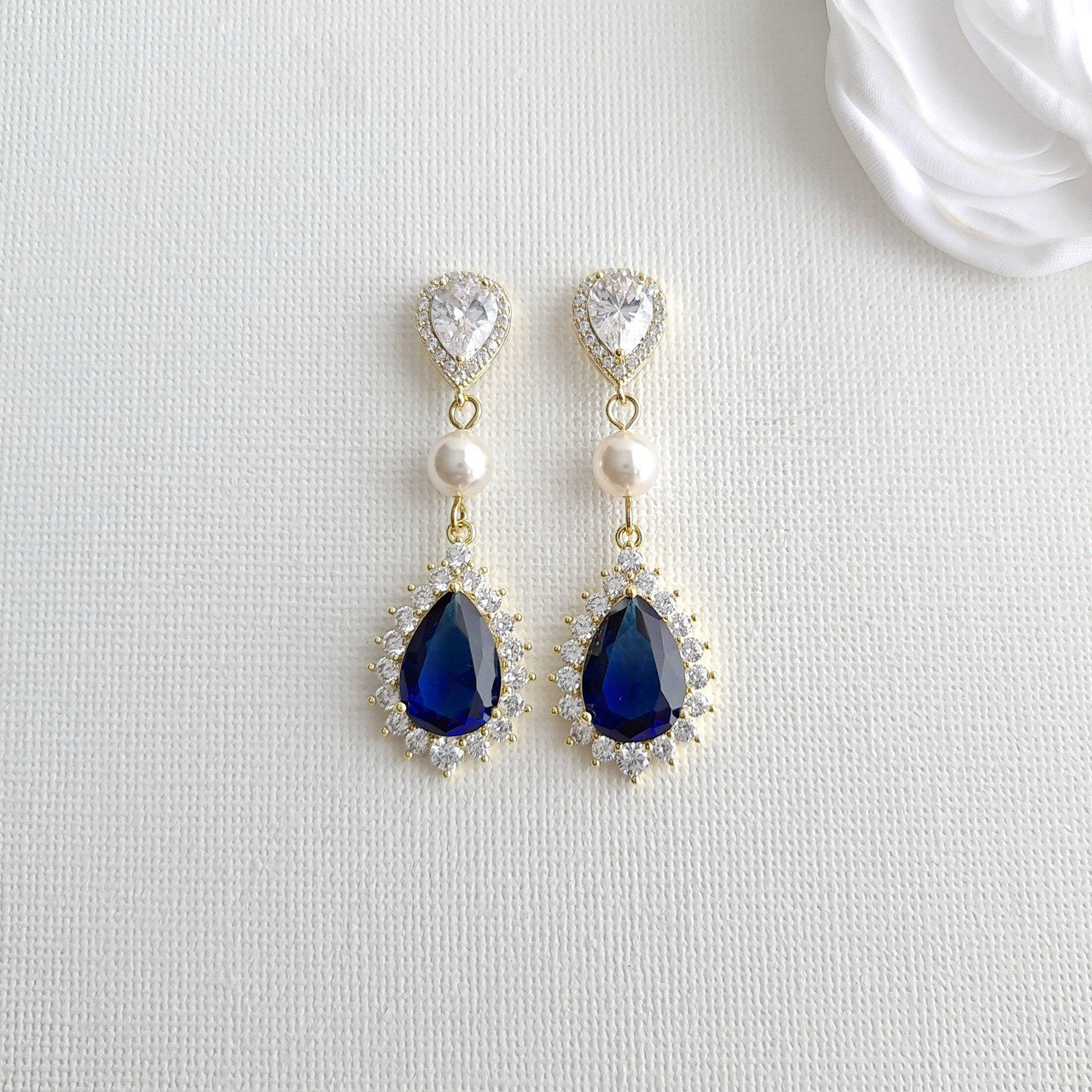Sapphire Blue Wedding Jewellry Set In Gold-Aoi