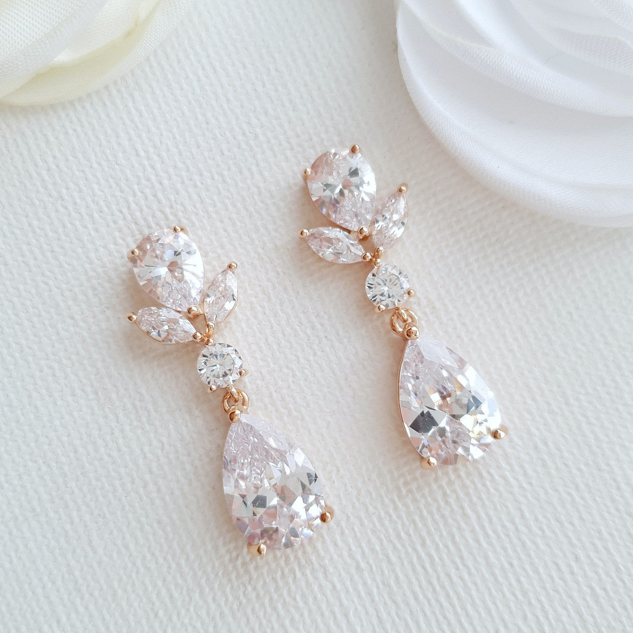 Clip on Drop Earrings Rose Gold-Nicole