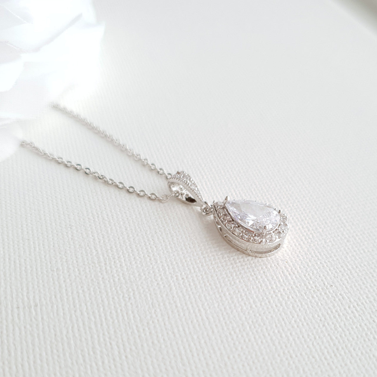 Teardrop Bridal & Bridesmaids Pendant Necklace-Emma