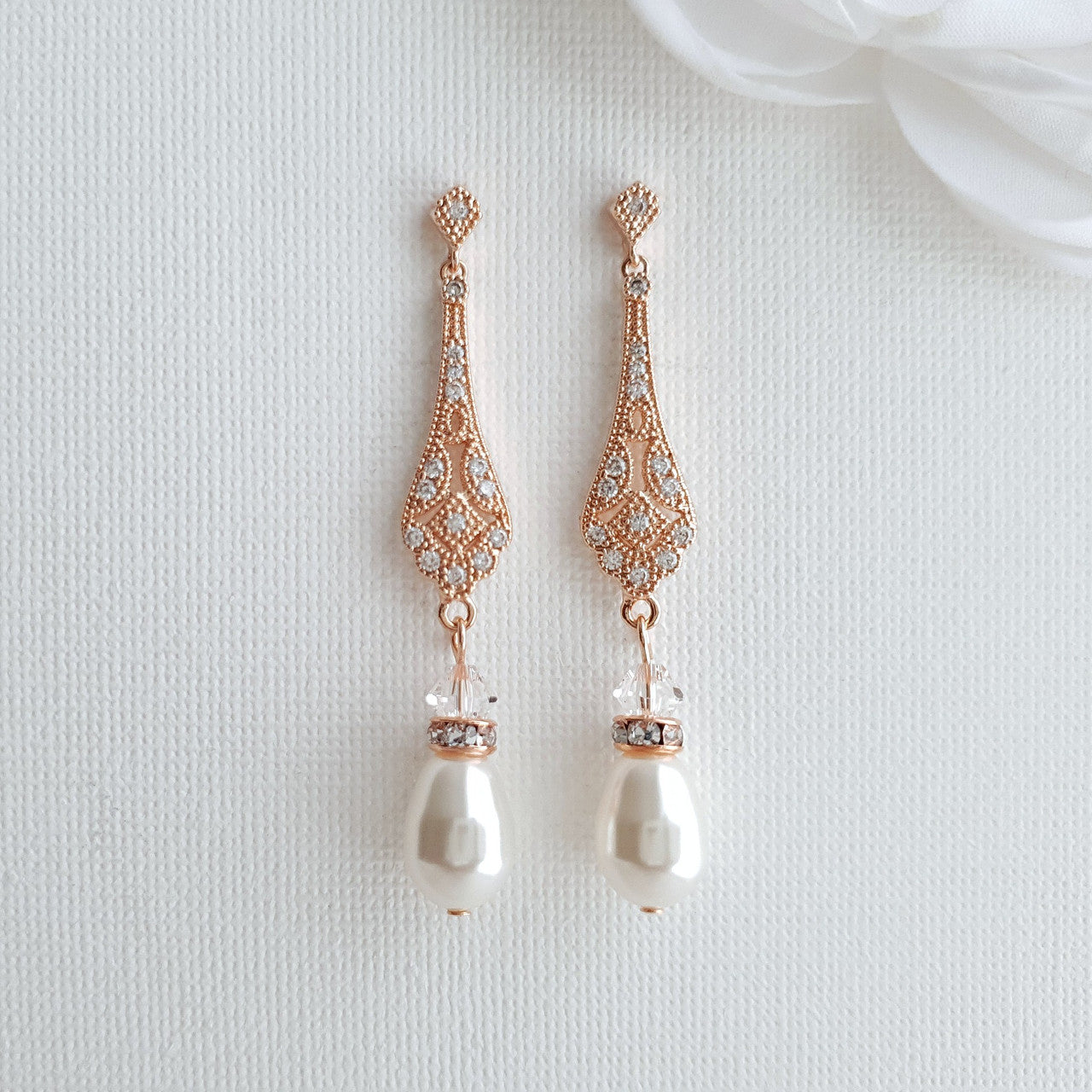 Vintage Wedding Earrings in Gold-Lisa