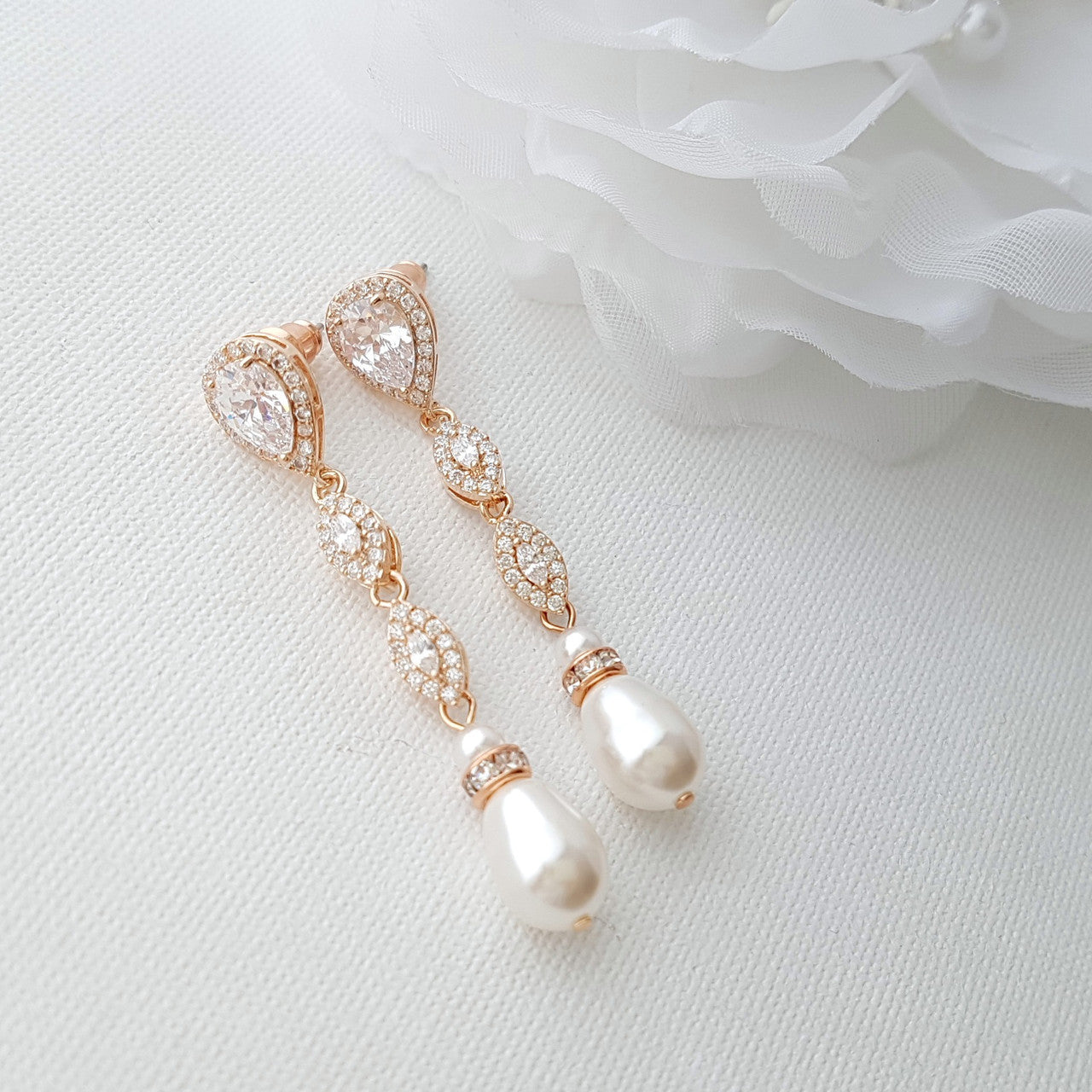 Silver Pearl Earrings-Abby