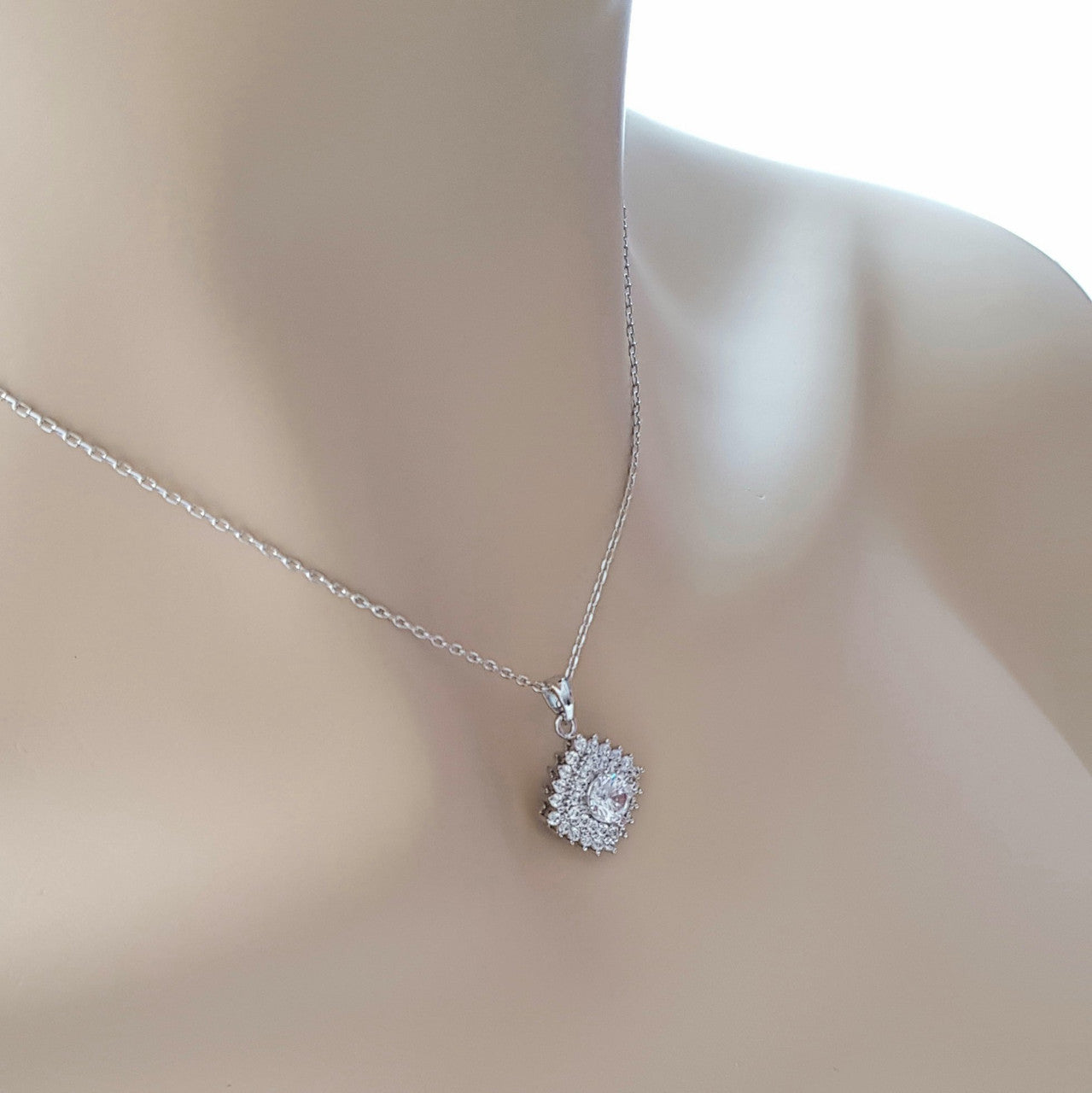 Rhombus Pendant In Cubic Zirconia-Bright