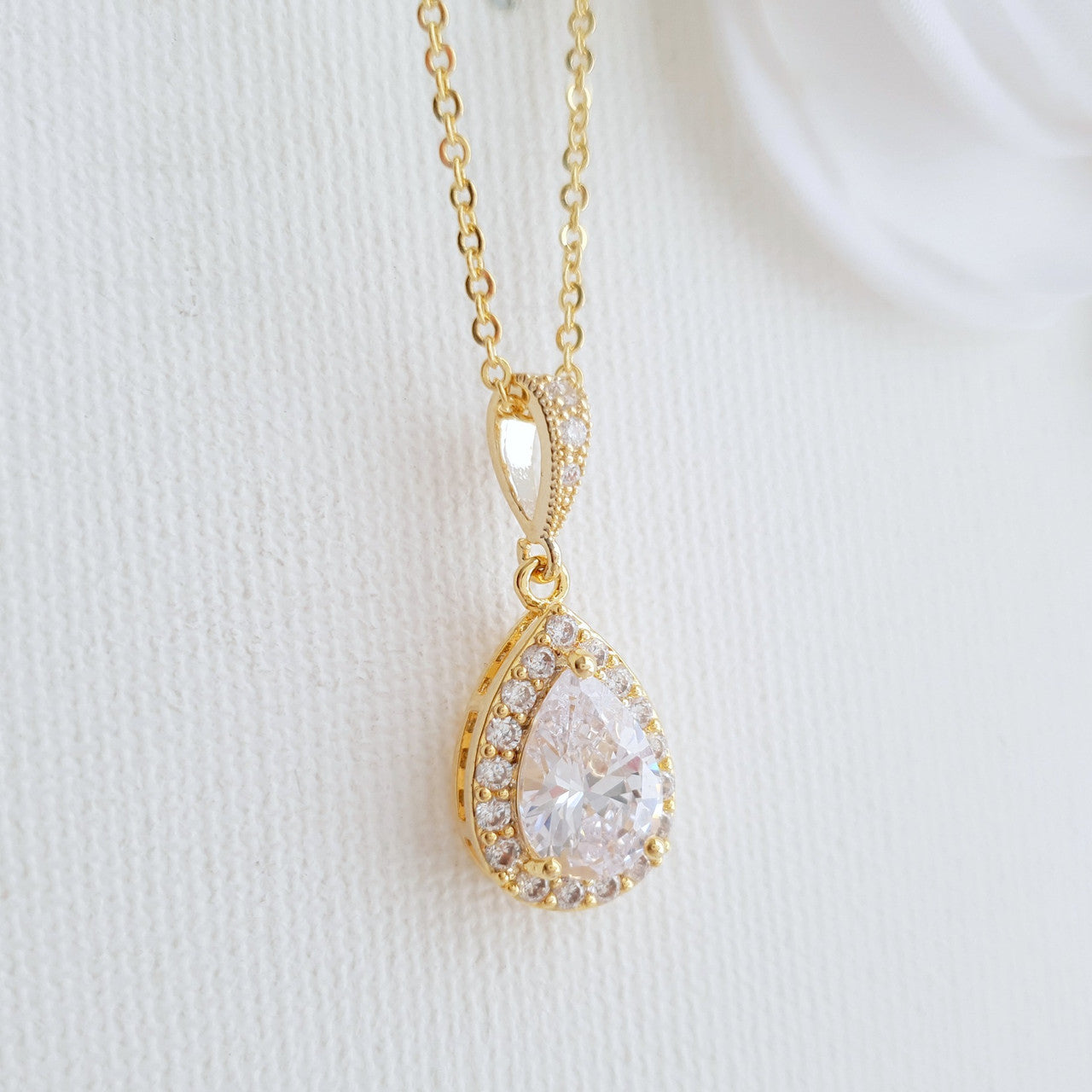 Teardrop Bridal & Bridesmaids Pendant Necklace-Emma