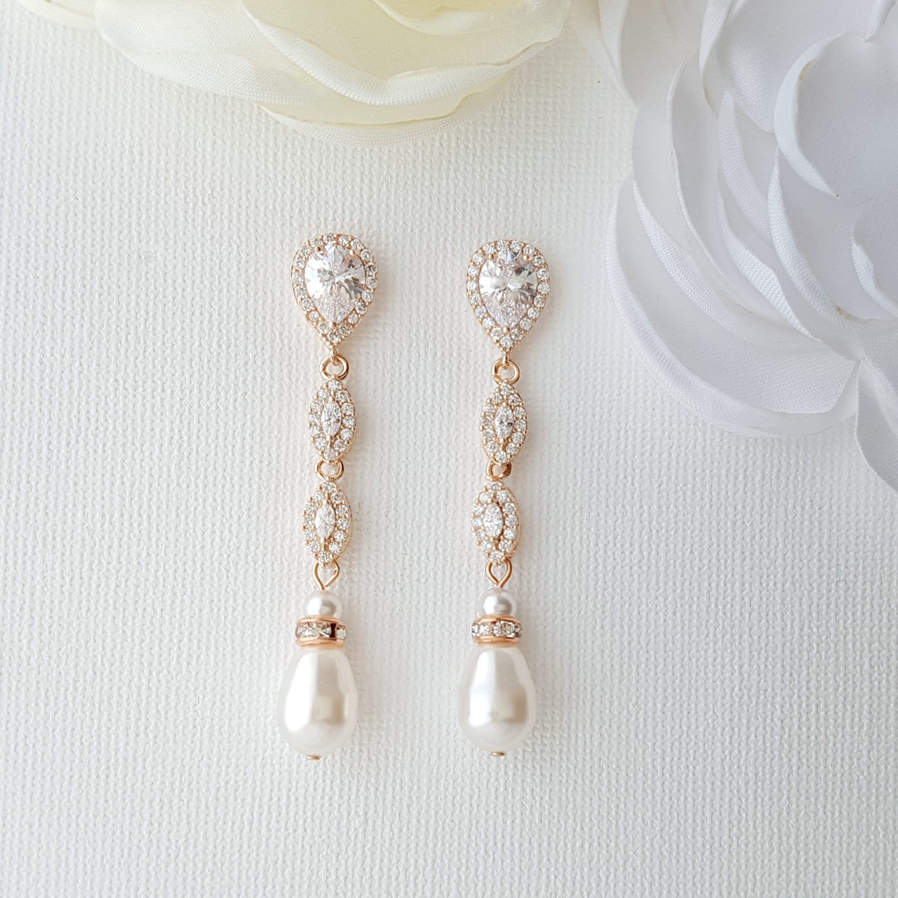 Silver Pearl Earrings-Abby