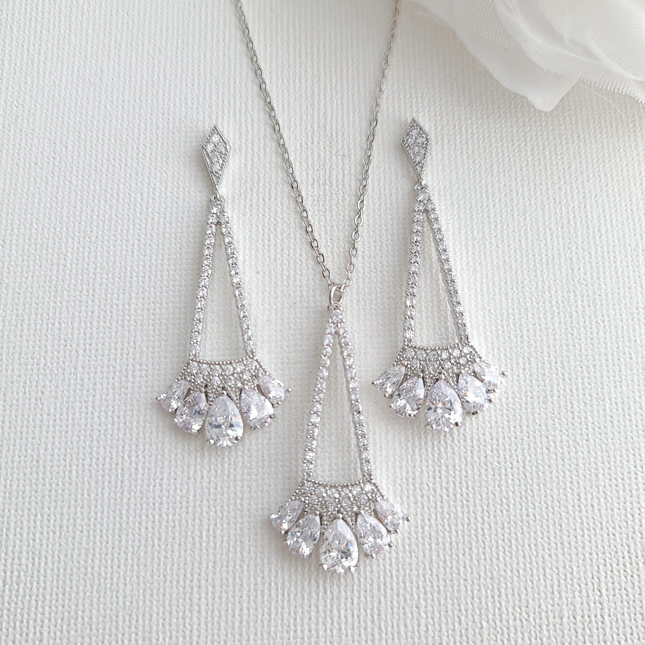Bridal & Bridesmaids Pendant Necklace Set Silver- Poetry Designs