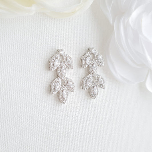 Leaf Stud Earrings Silver- Abby