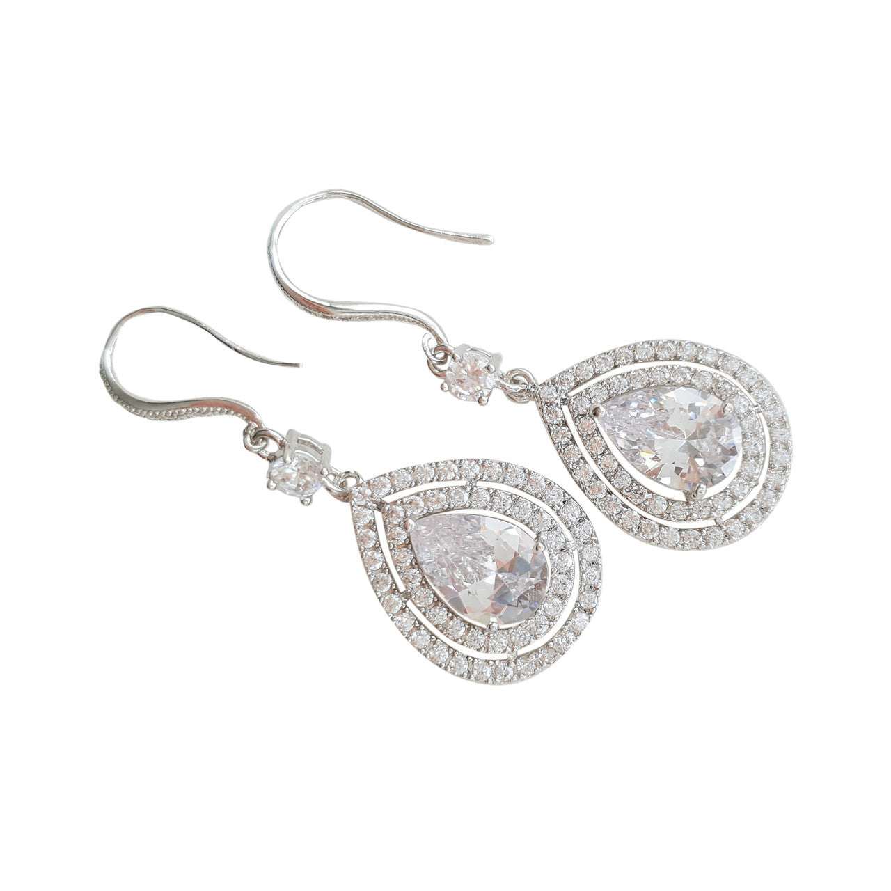Cubic Zirconia Ear Hook Dangle Earrings for Weddings -Joni