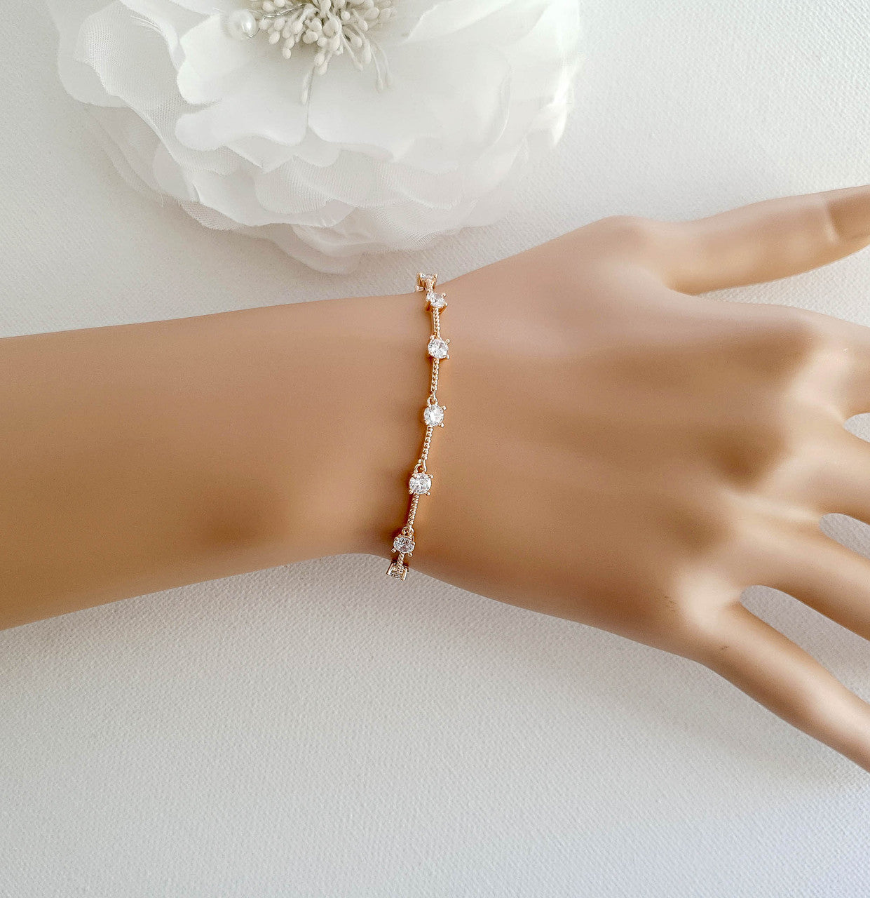 Simple Rose Gold Bracelet for Brides-Ginger