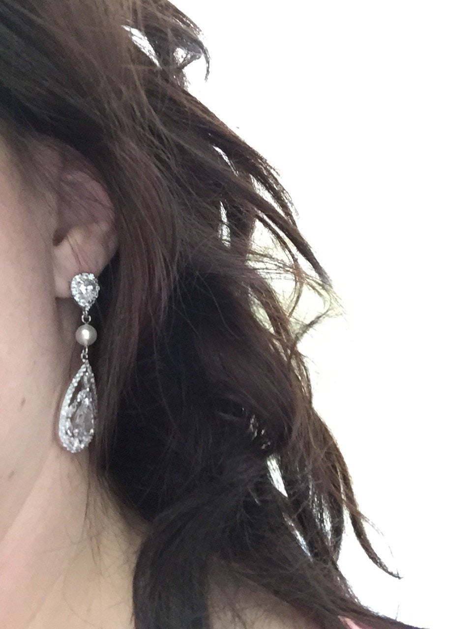 Teardrop Wedding Earrings-Esther