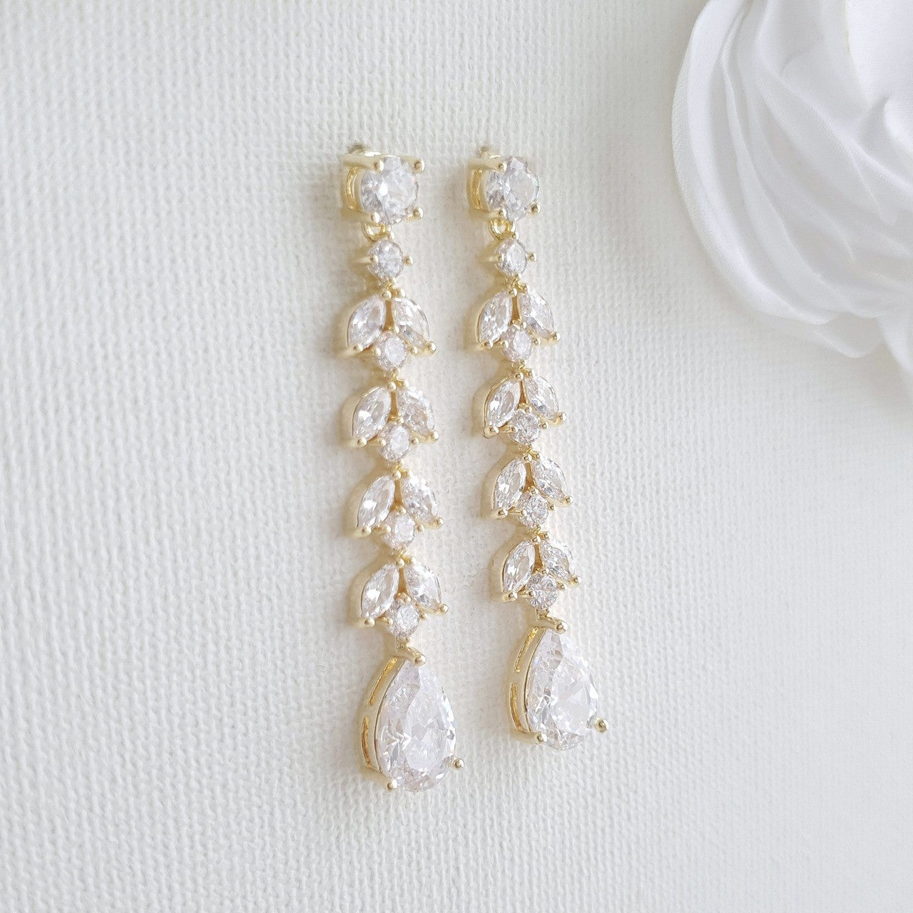 Marquise Bridal Earrings in Rose Gold- Kira