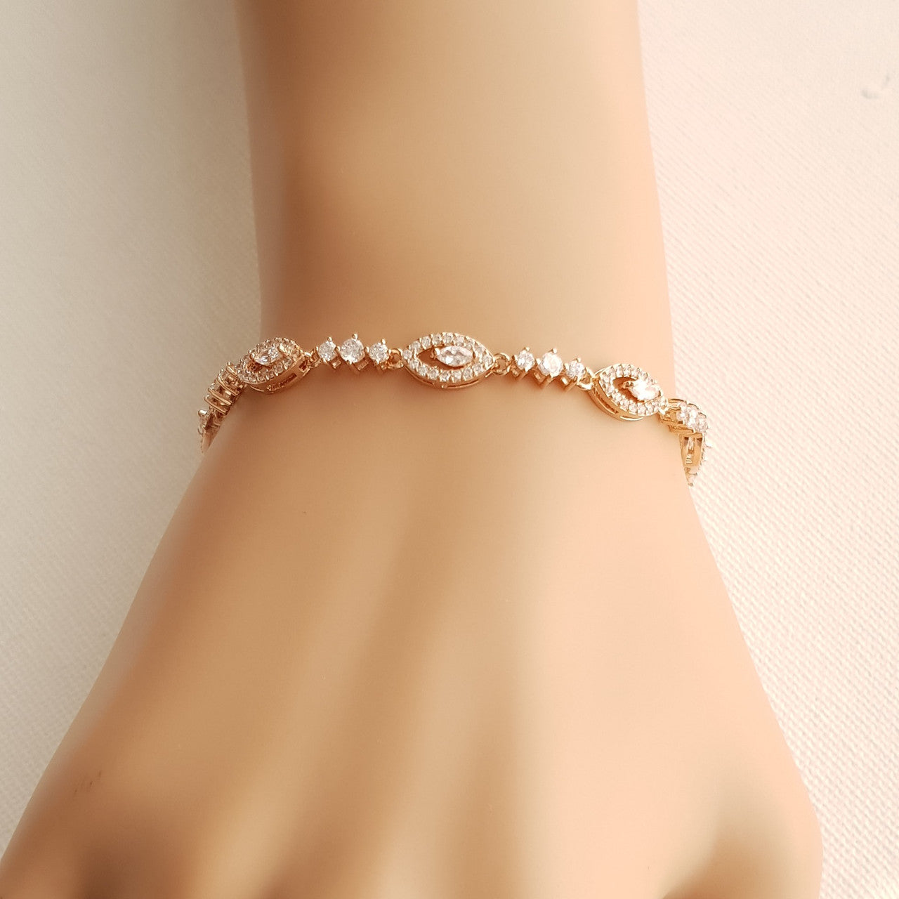 Slim Rose Gold Wedding Bracelet- Hannah