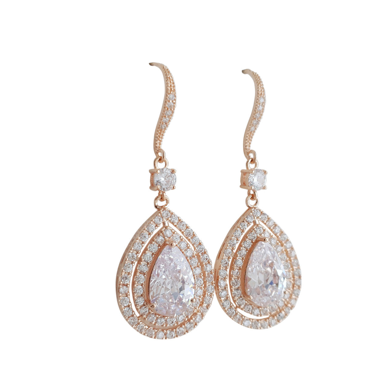 Cubic Zirconia Ear Hook Dangle Earrings for Weddings -Joni