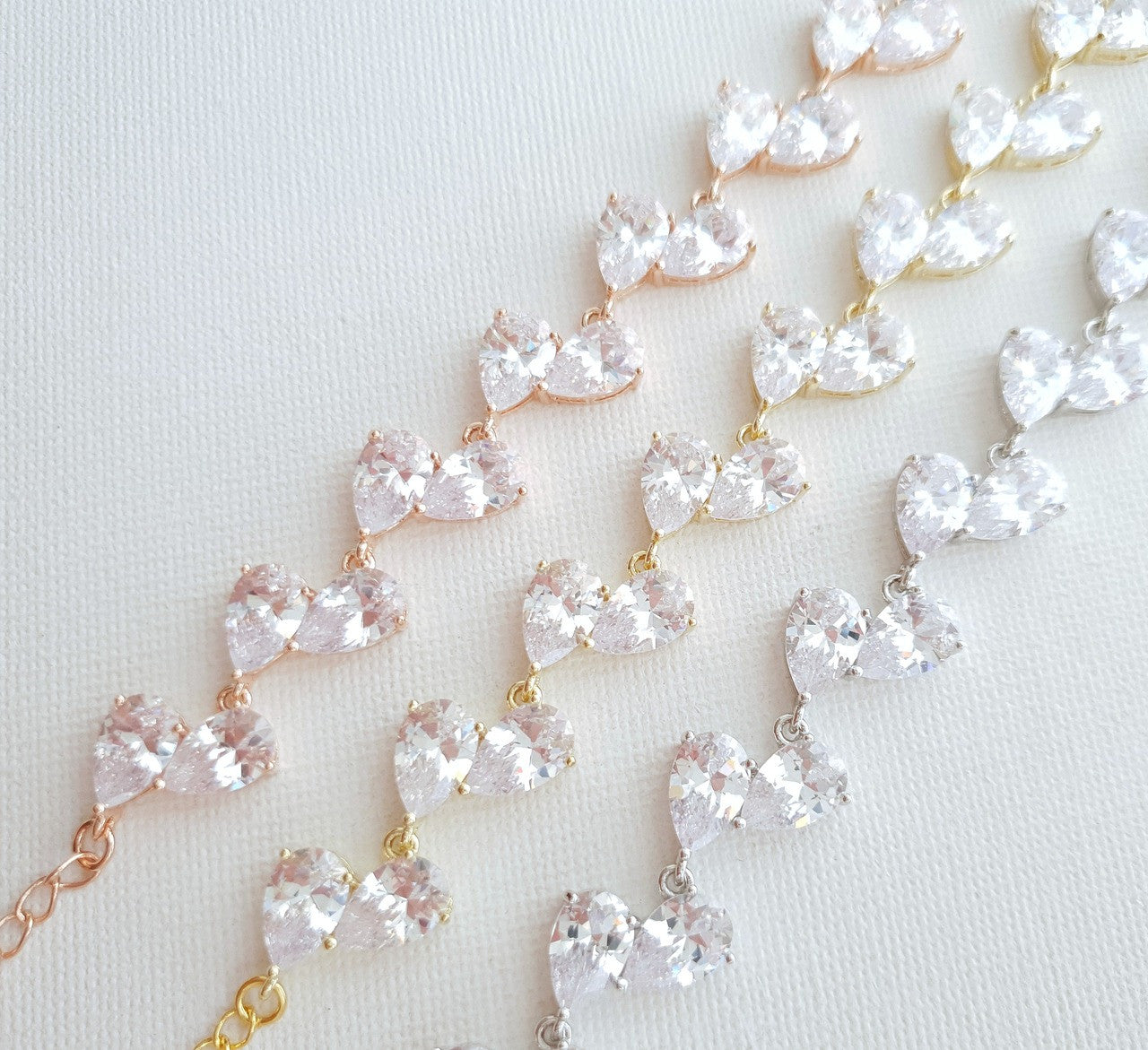 Yellow Gold Teardrop Bridal Bracelets- Clara