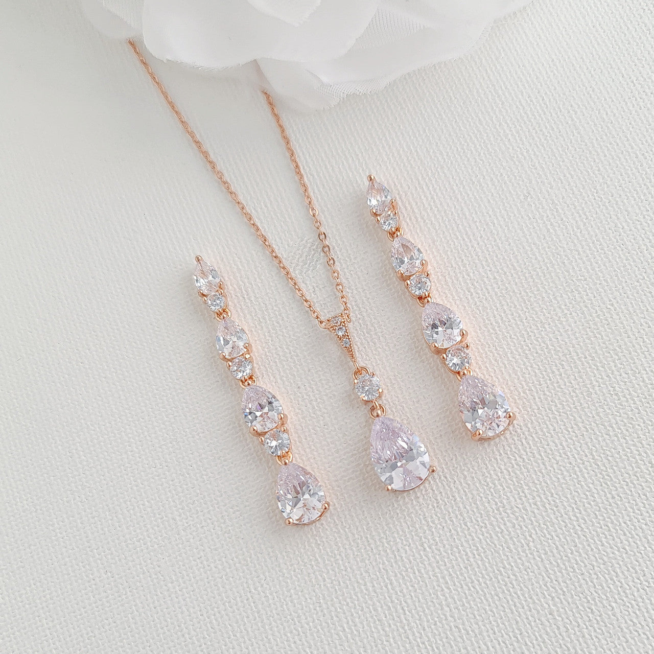 A rose Gold Plated Earrings Necklace Weddings & Occasions, Brides & Women