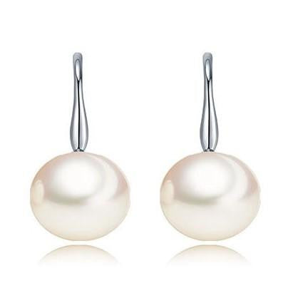 Flat Pearl Earrings Silver
