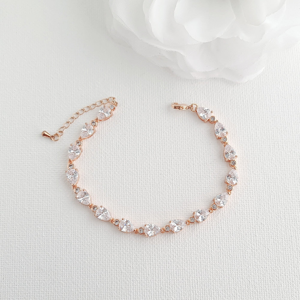 Pear and Round Shaped Bridal Bracelet- Ivy