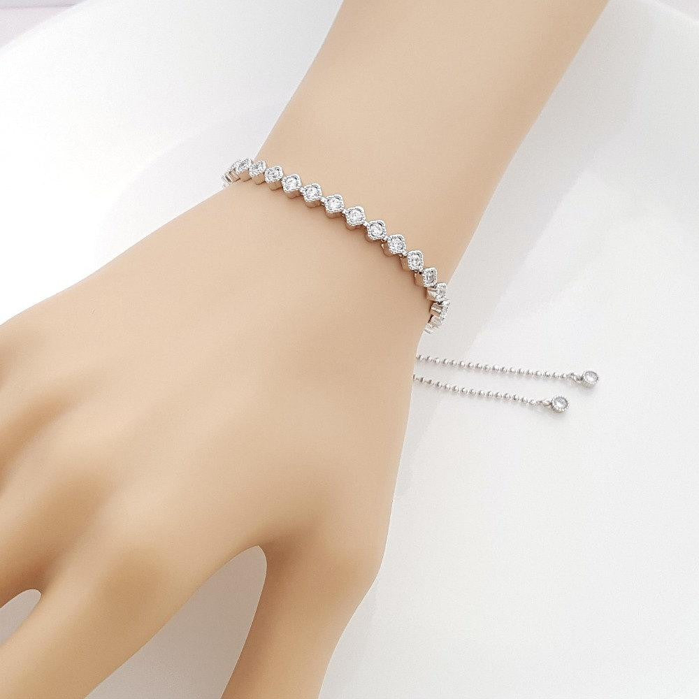 Silver Slider Clasp Bracelet-Celia