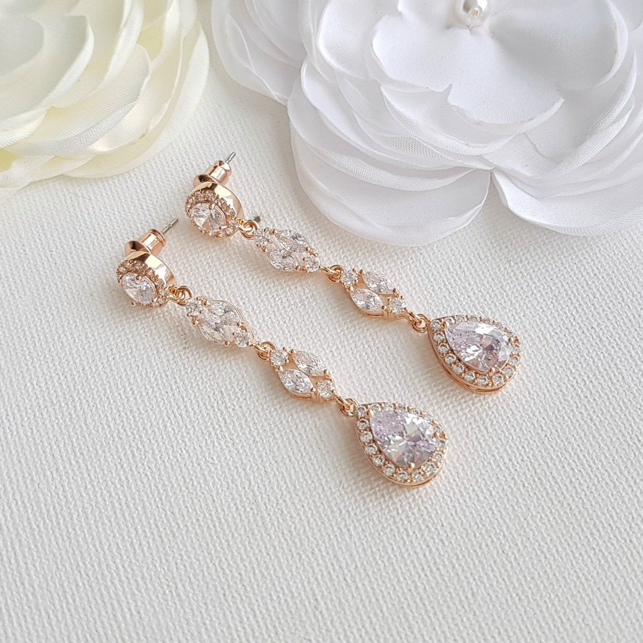 Rose Gold Long Earrings- Hayley