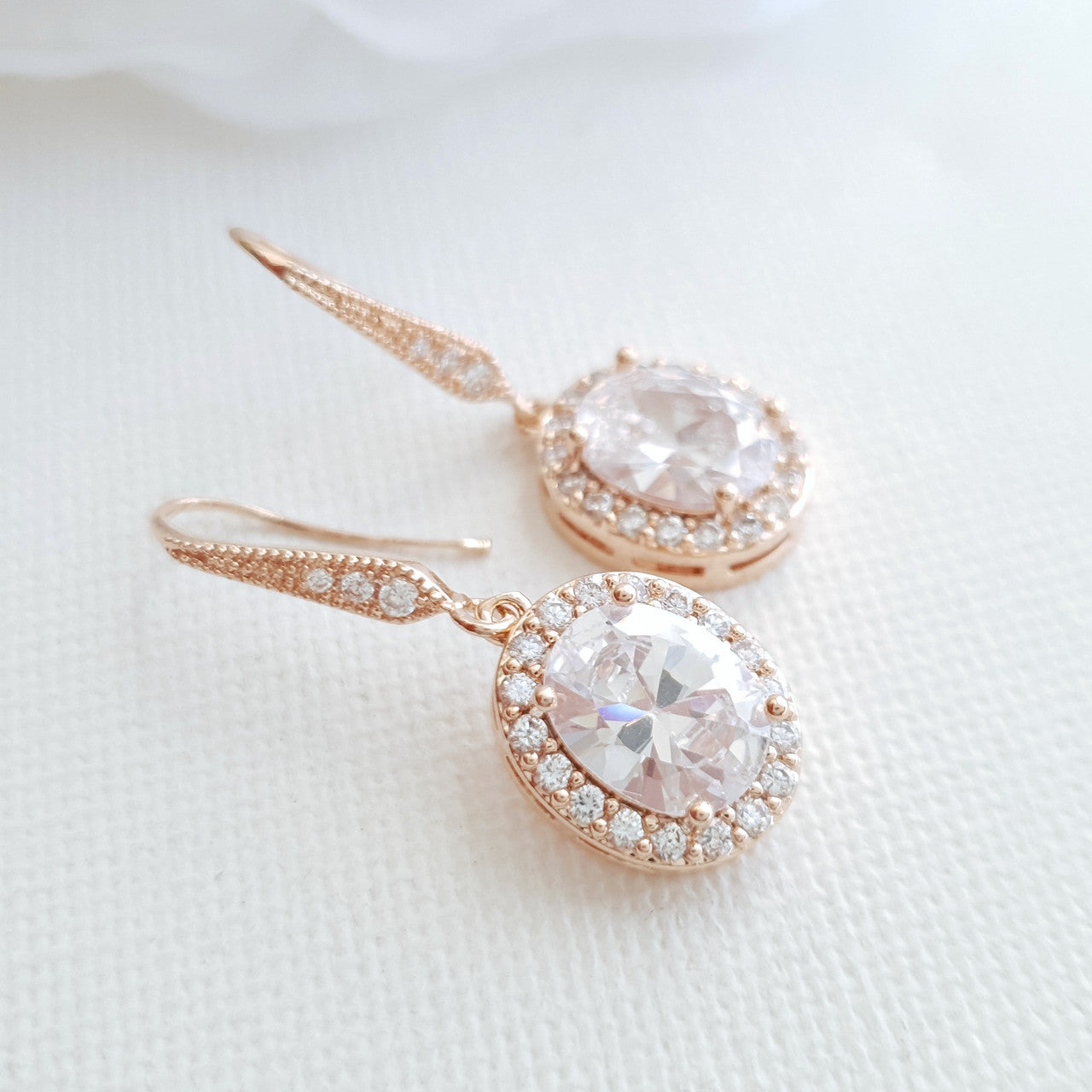 Small Rose Gold Dangle Earring-Emily