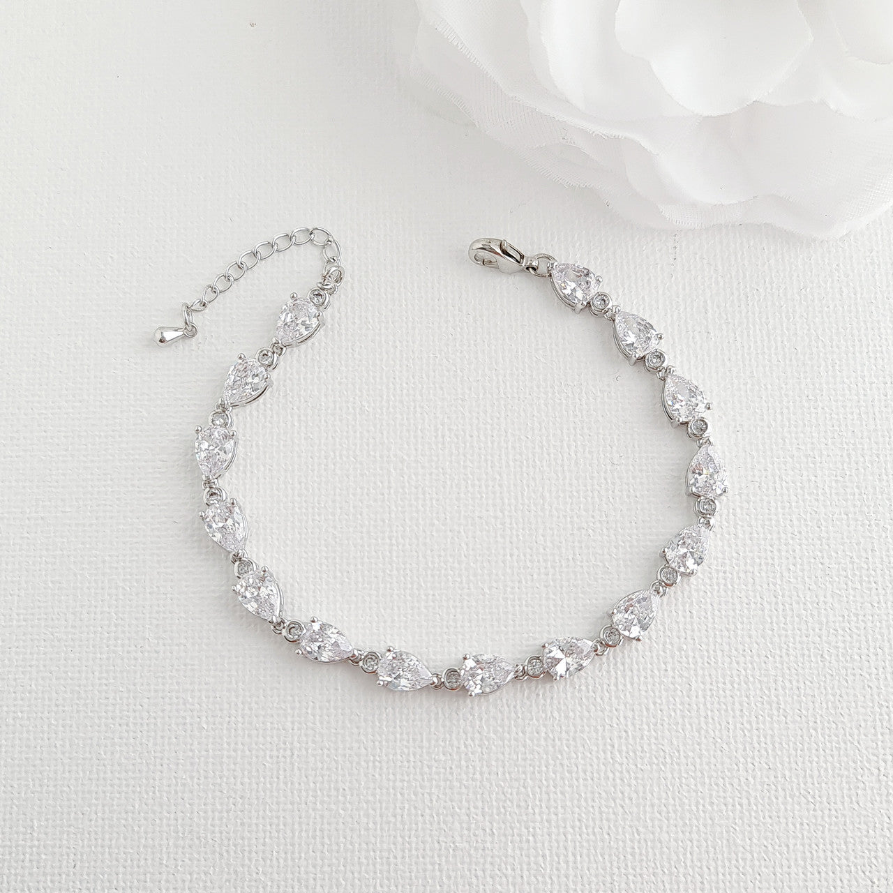 Teardrop Bracelet and Earrings Set for Weddings-Hazel