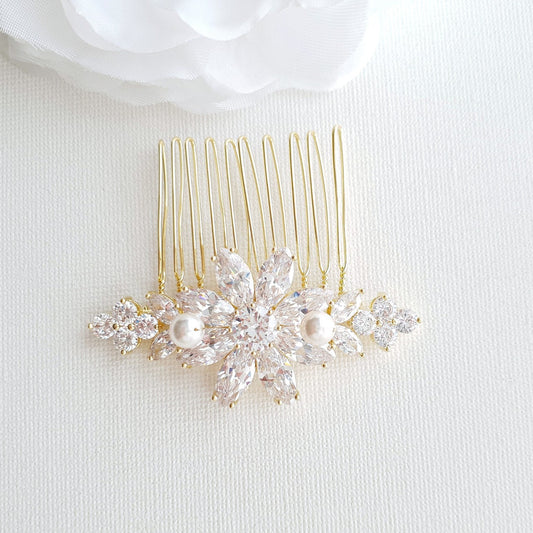 Rose Gold Hair Comb in Flower Design-Daisy