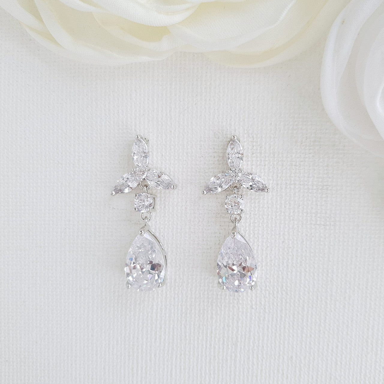 Floral Bridal Earrings for Brides and Weddings- Poetry Designs