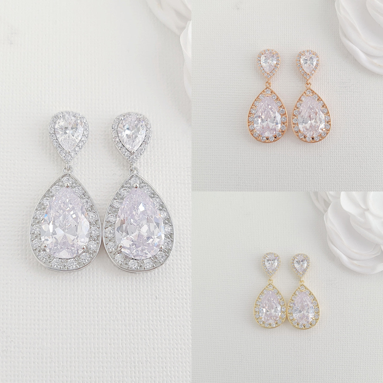 Bridal Clip On Earrings-Evelyn