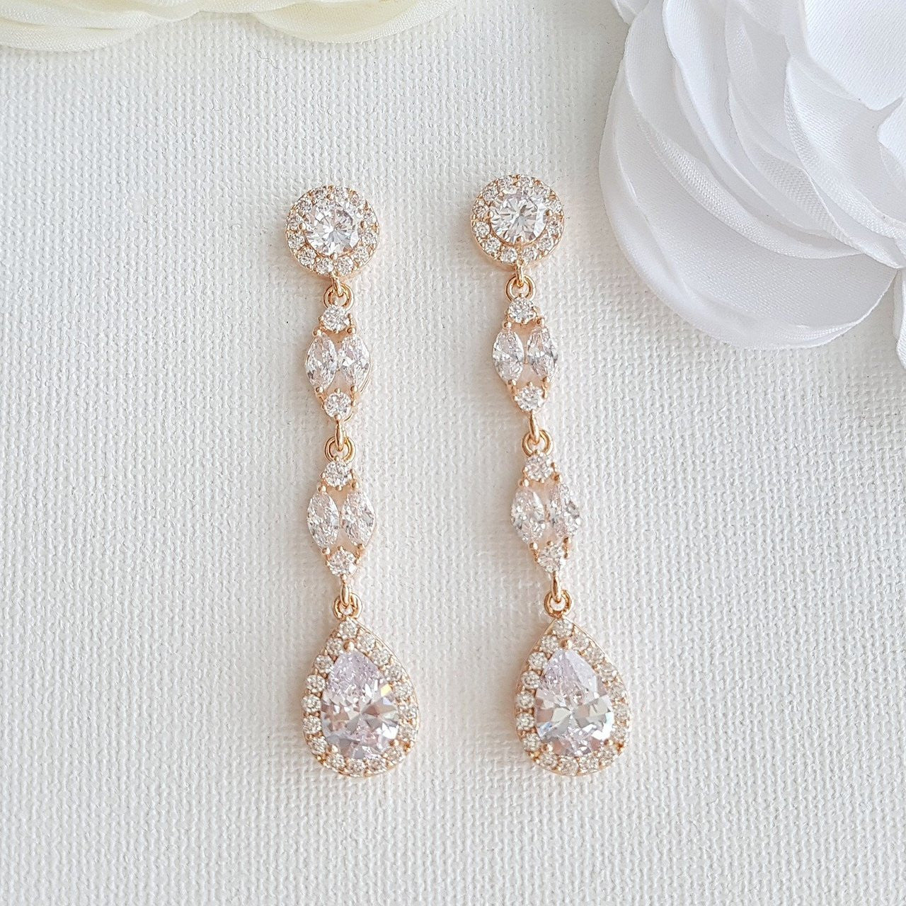 Rose Gold Long Earrings- Hayley