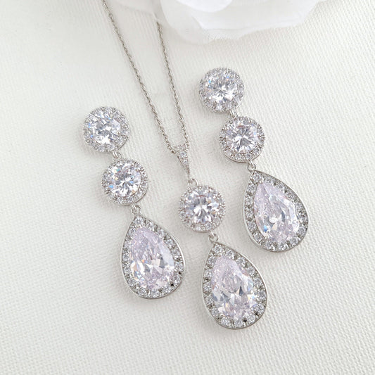 Silver and Cubic Zirconia Bride Jewellery Set- Evita