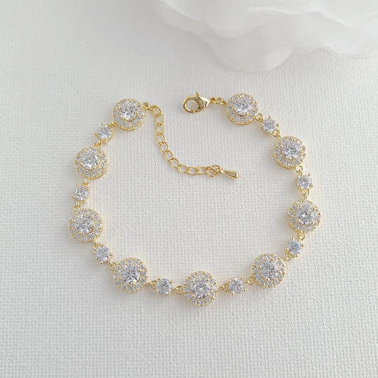 Halo Gold Bracelet for Bride On Her Wedding Day-Reagan