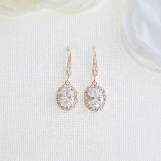 Small Rose Gold Dangle Earring-Emily