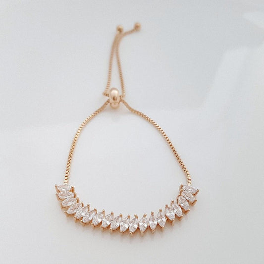 Rose Gold Wedding Bracelet, Rose Gold Adjustable Bracelet, Rose Gold Bridesmaid Bracelet, Wedding Jewelry, Simple Bracelet, Katie