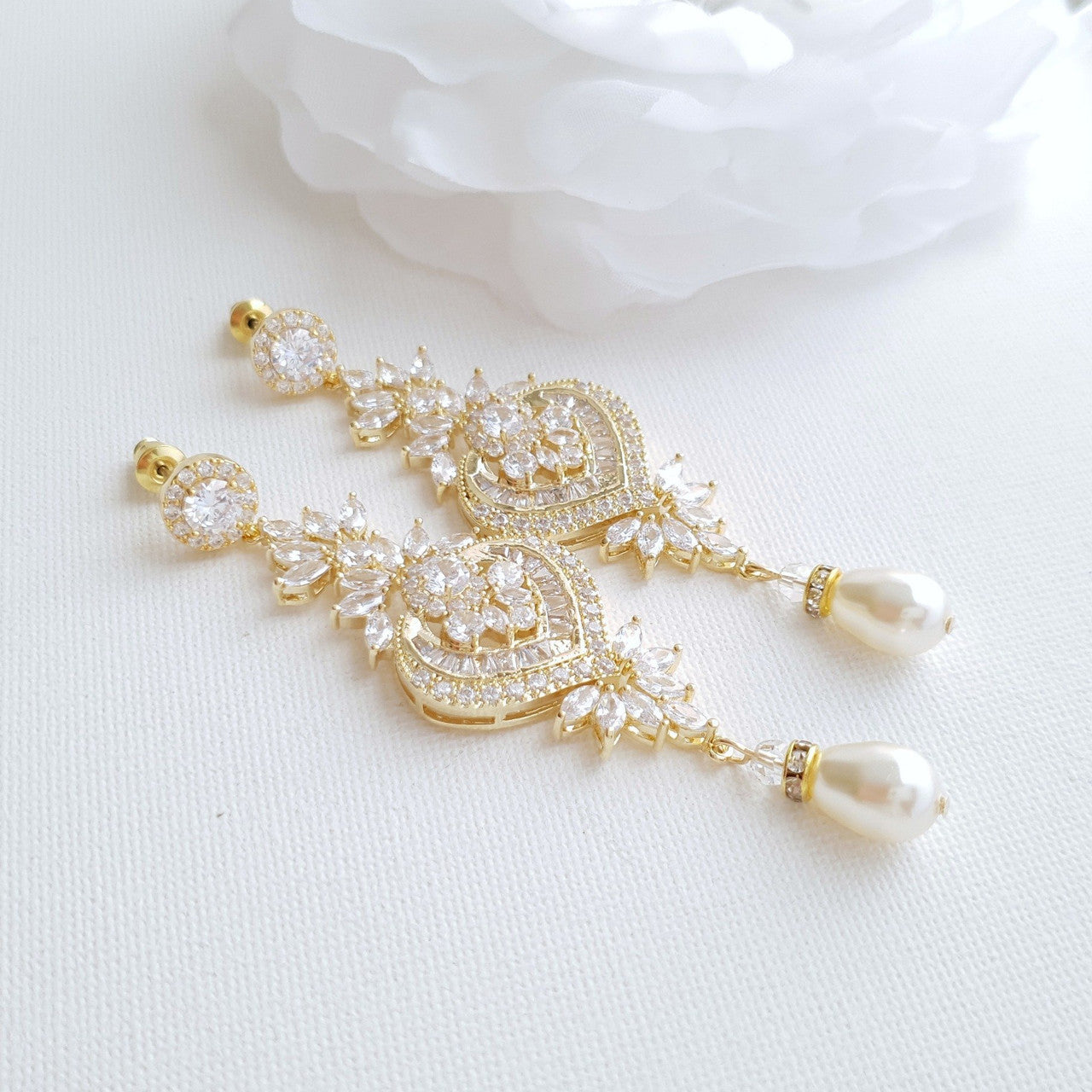 Statement Bridal Earrings in Gold- Poetry Designs