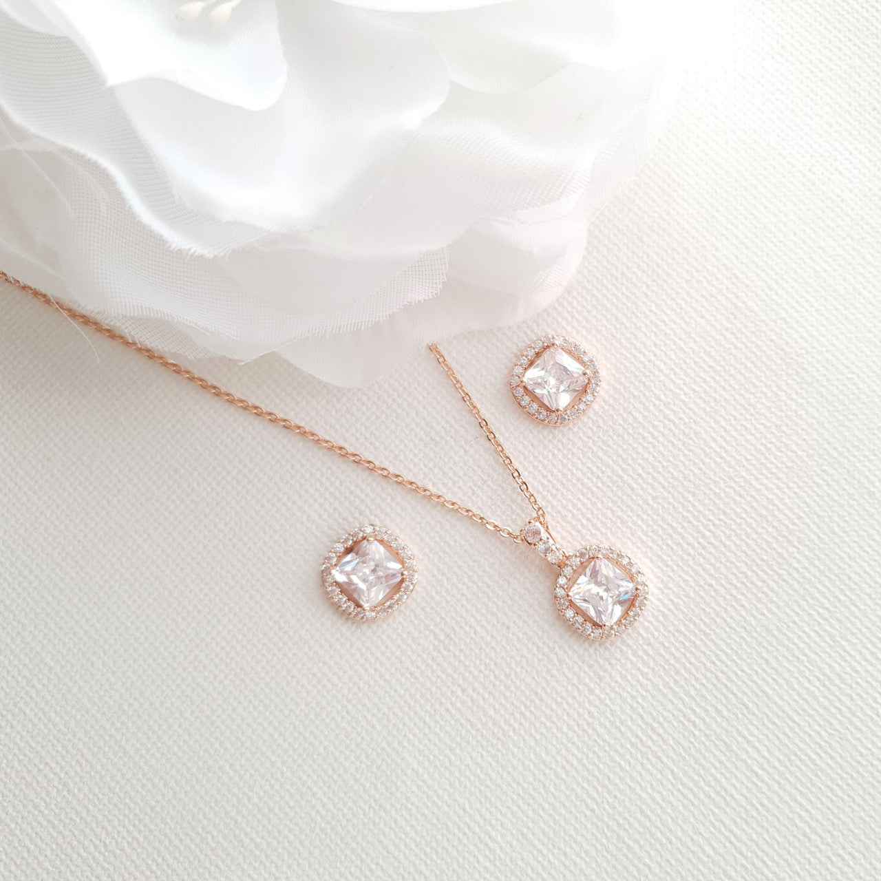 Wedding Jewellery Set for Bridesmaid in Rose Gold-Piper