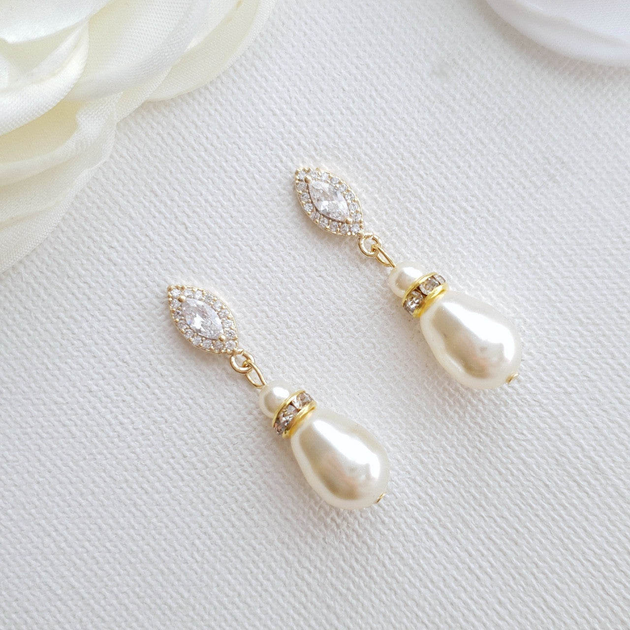 Bridesmaids Jewellery Gift with Pearl Earrings Necklace Set- Ella