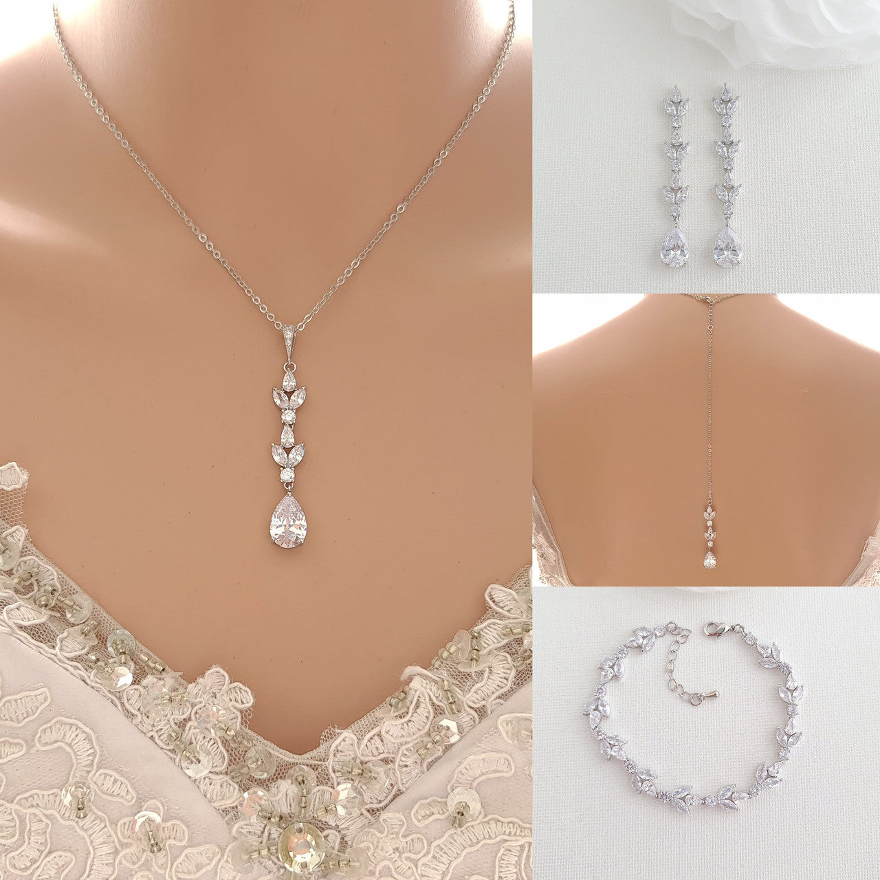 Simple Rose Gold Wedding Jewellery Set for The Bride-Anya