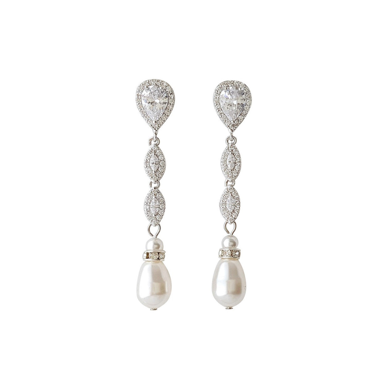 Silver Pearl Earrings-Abby