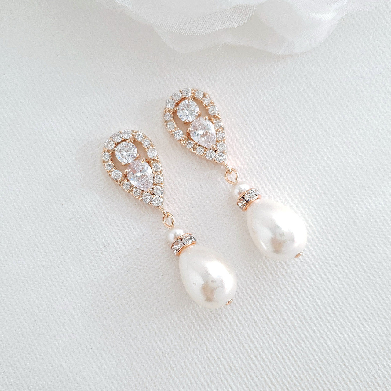 Silver Pearl Drop Earrings-Cera