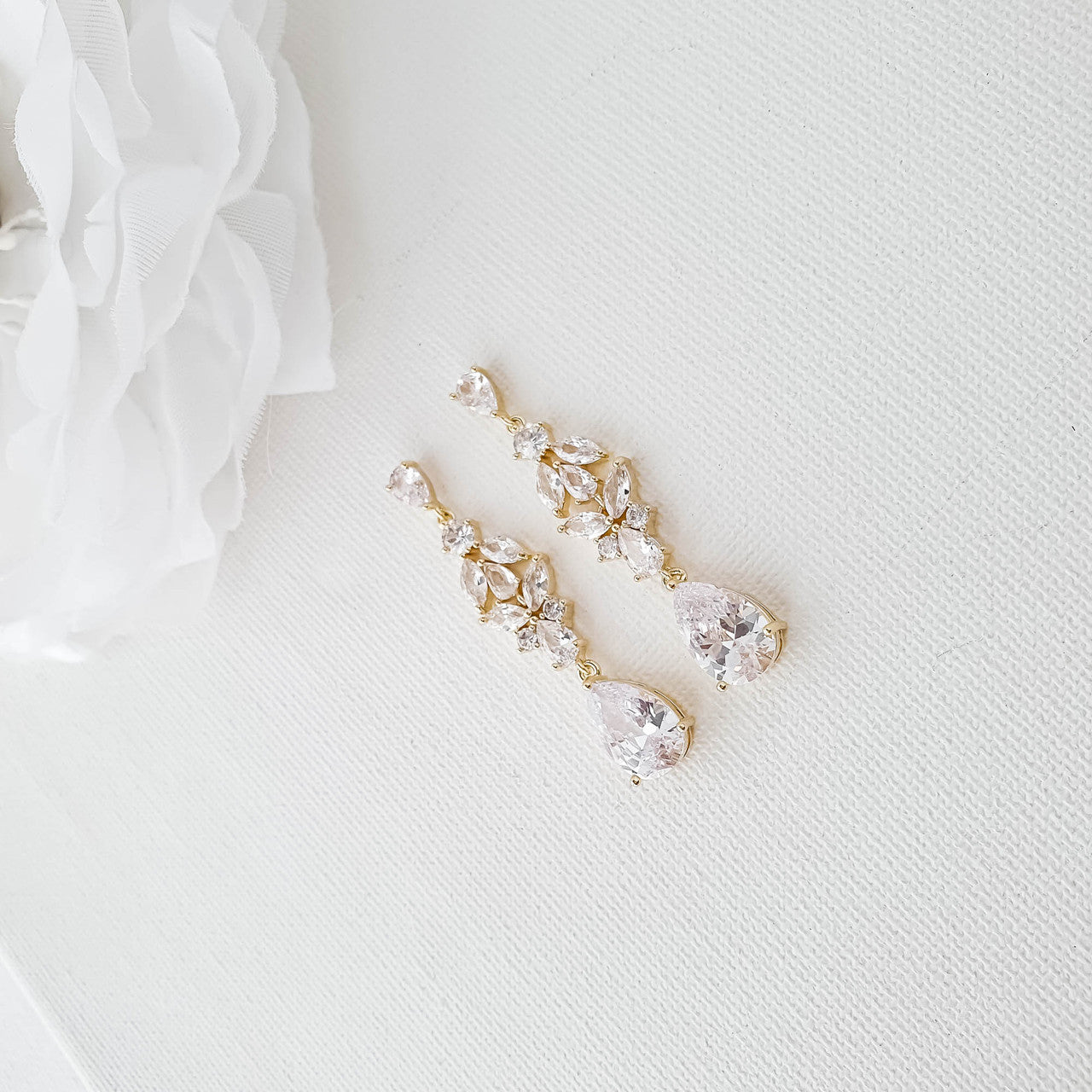 Elegant Earrings in Gold for Brides-Anne