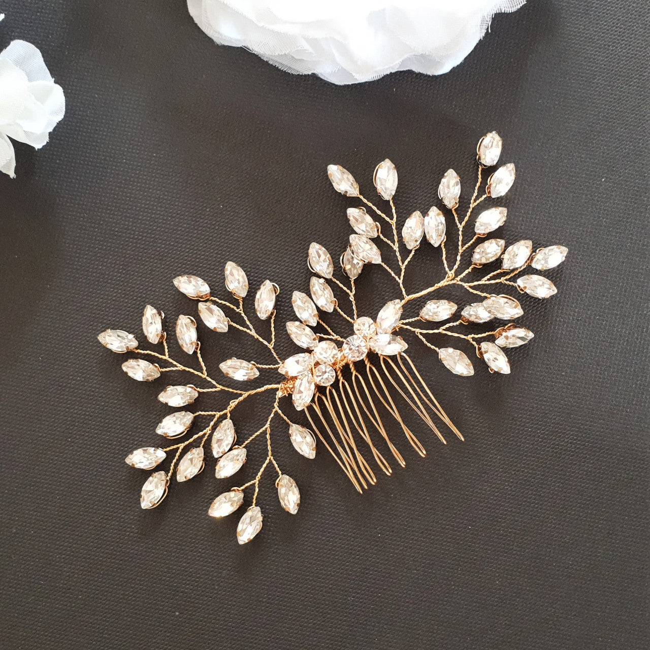 Rose Gold Crystal Hair Vine Hair Comb for Wedding-Pasque