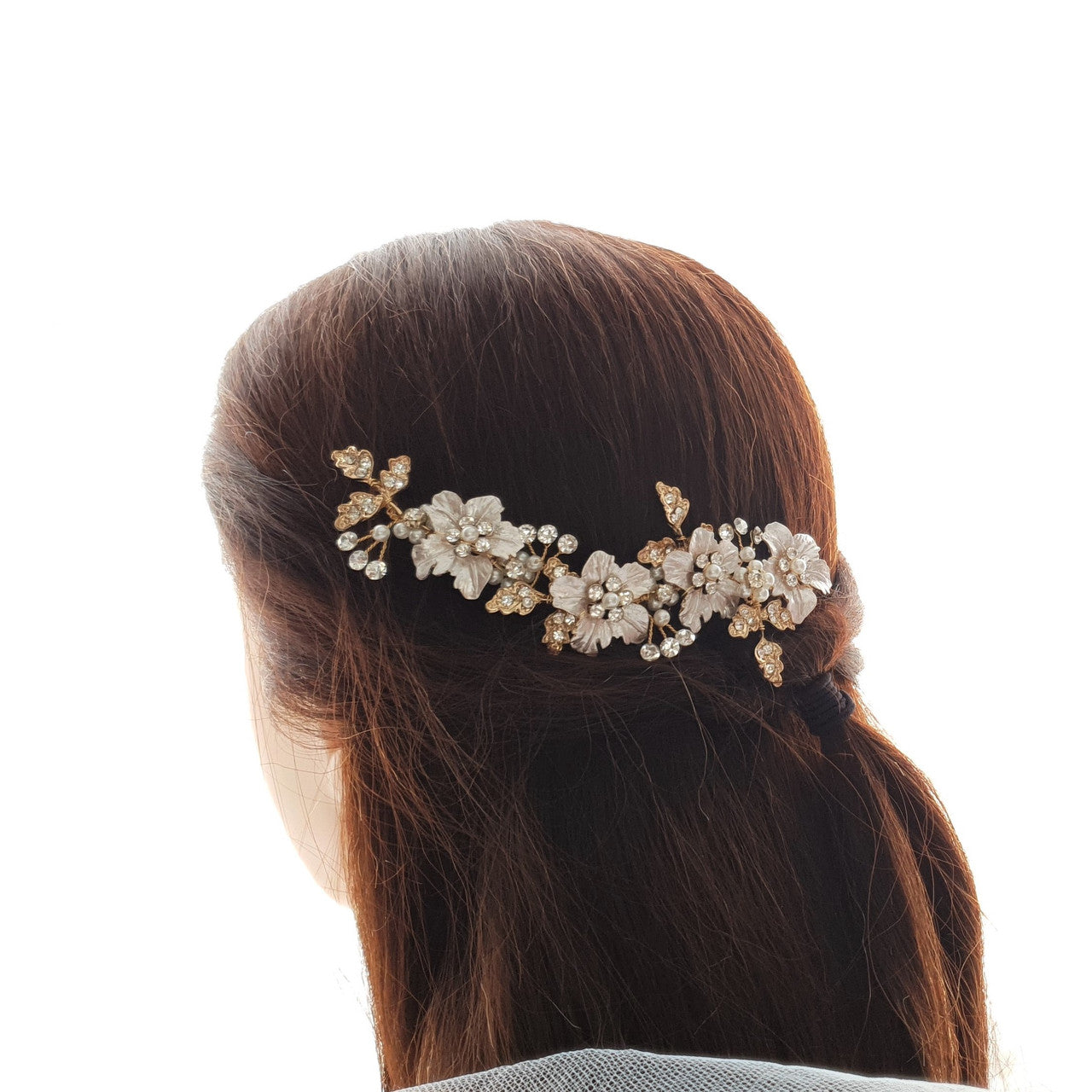 Silver flower Leaf Hair Comb for Weddings-Gardenia