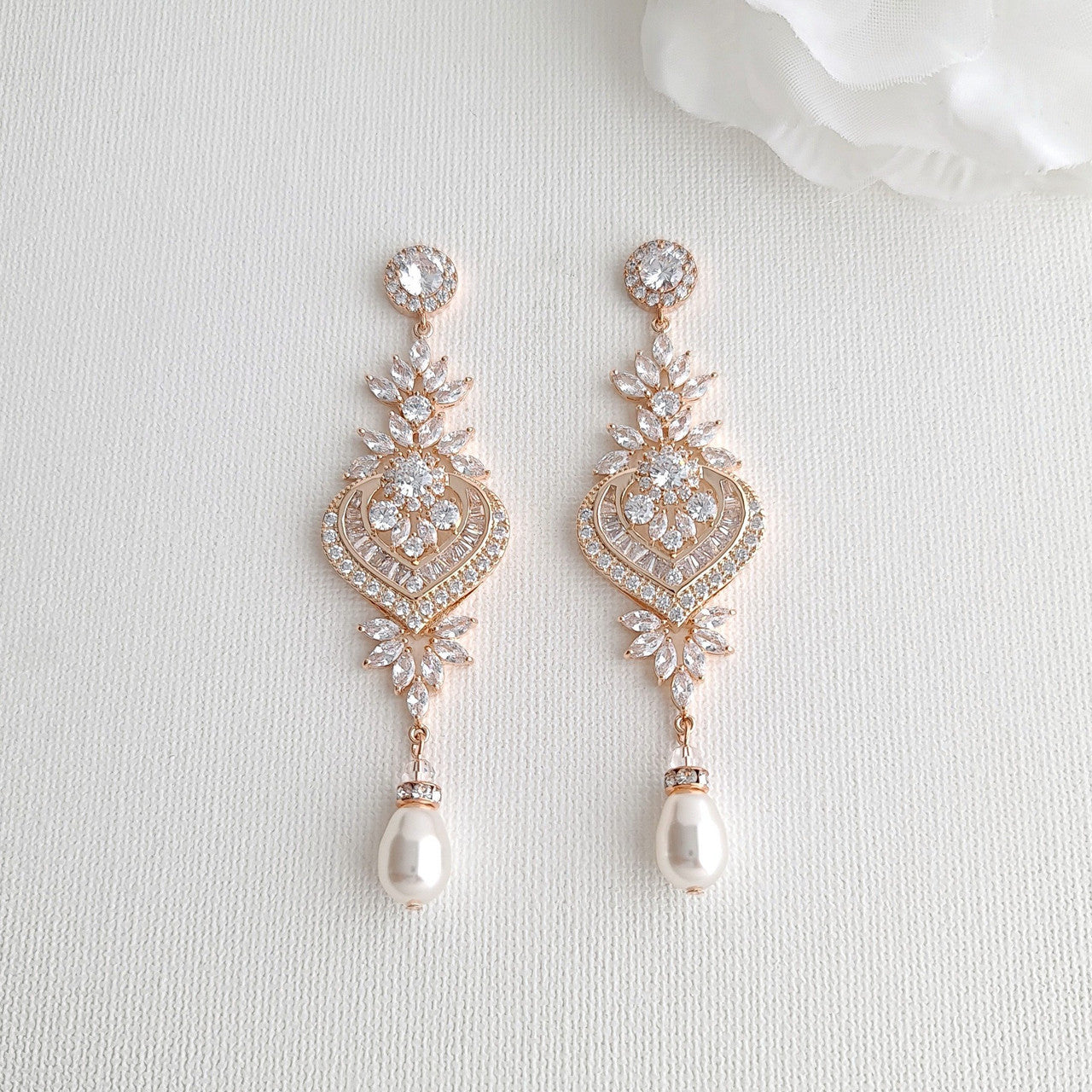 Rose Gold Statement Bridal Earrings- Poetry Designs