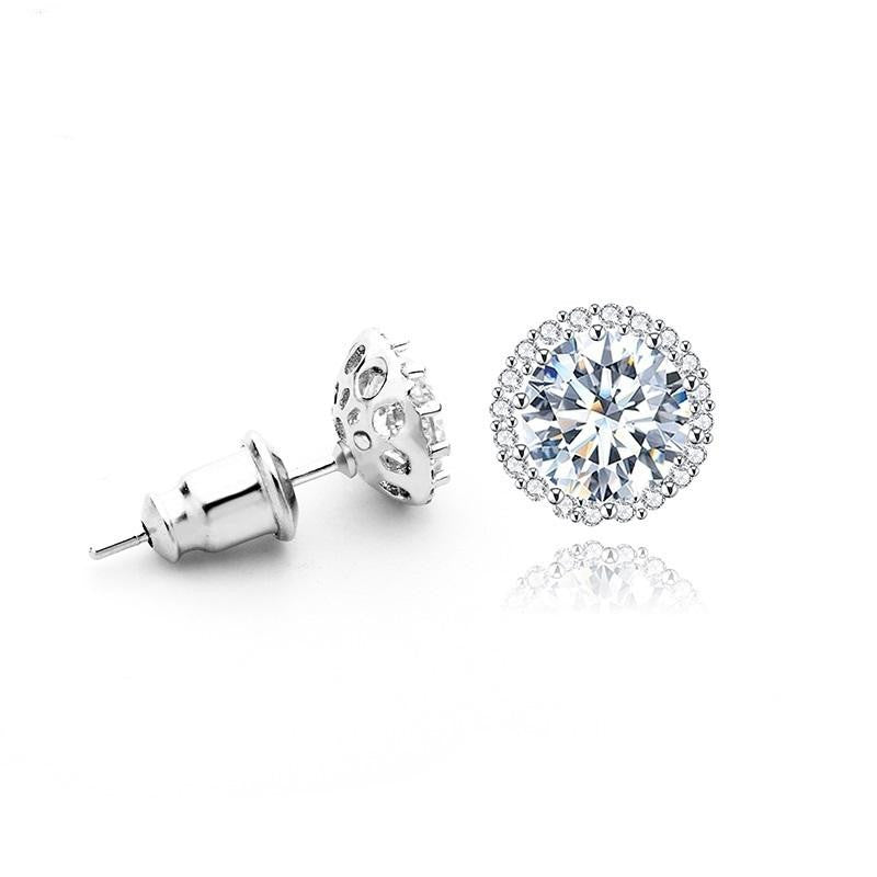 Small Stud Earrings Made with 8mm Round Cubic Zirconia.