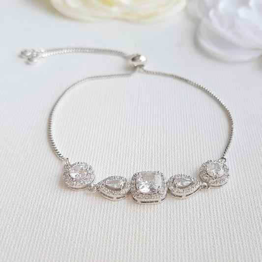 Cubic Zirconia Crystal Wedding Bracelet- Gianna