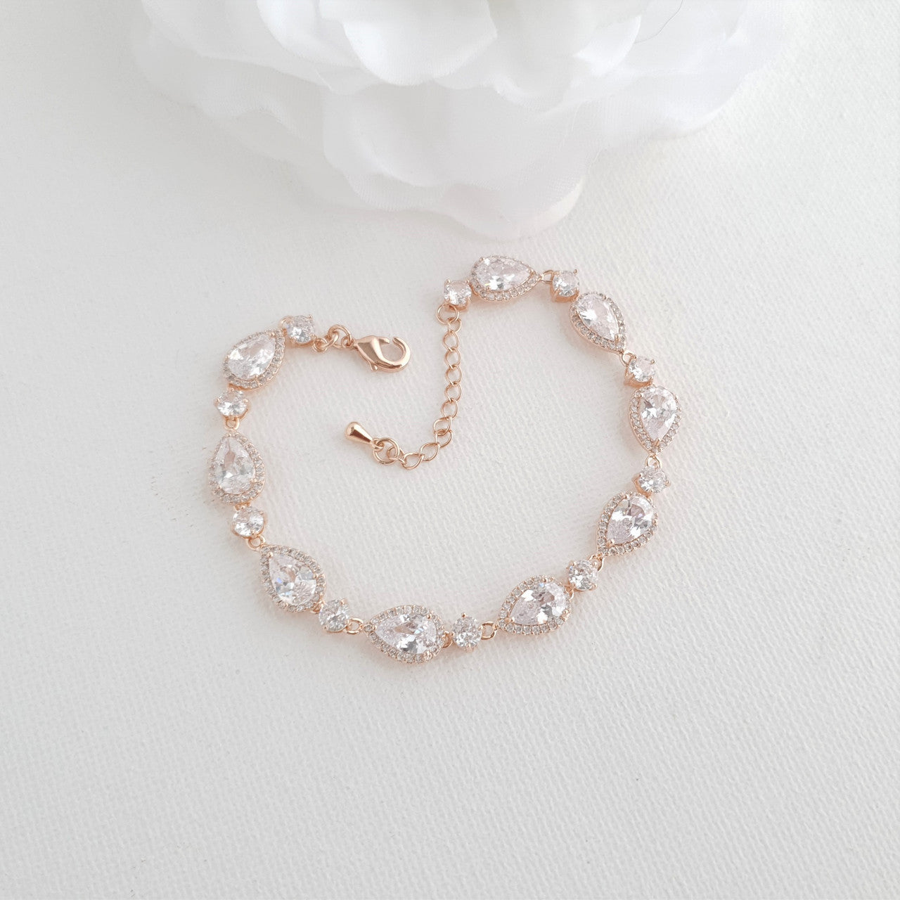 Dainty Teardrop Wedding Bracelet in Gold for Brides-Emma